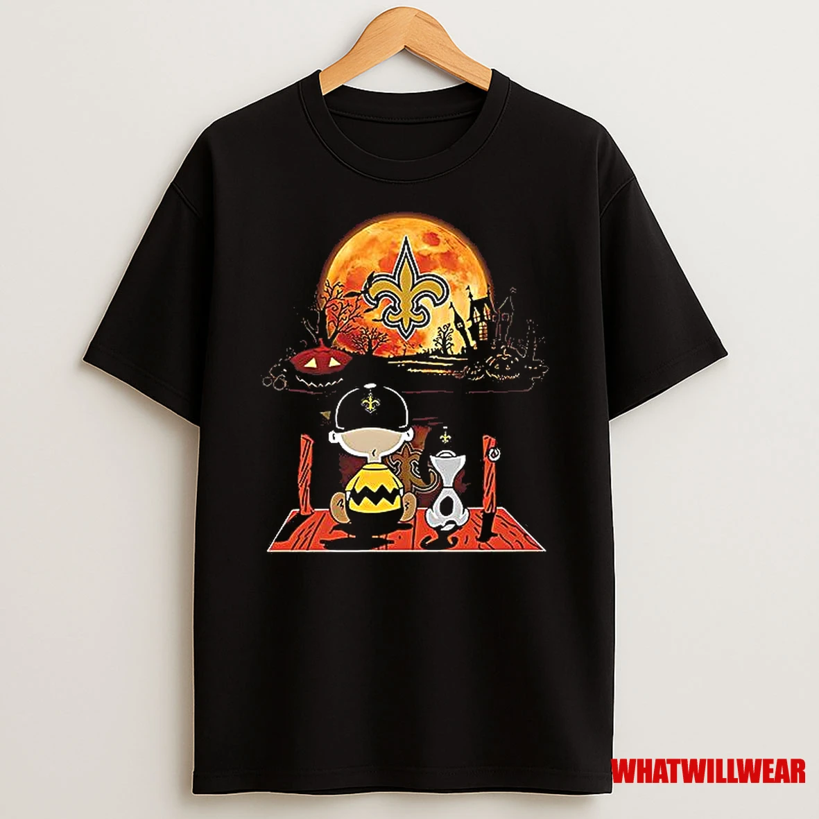 Charlie Brown And Snoopy Watching New Orleans Saints Halloween Shirts