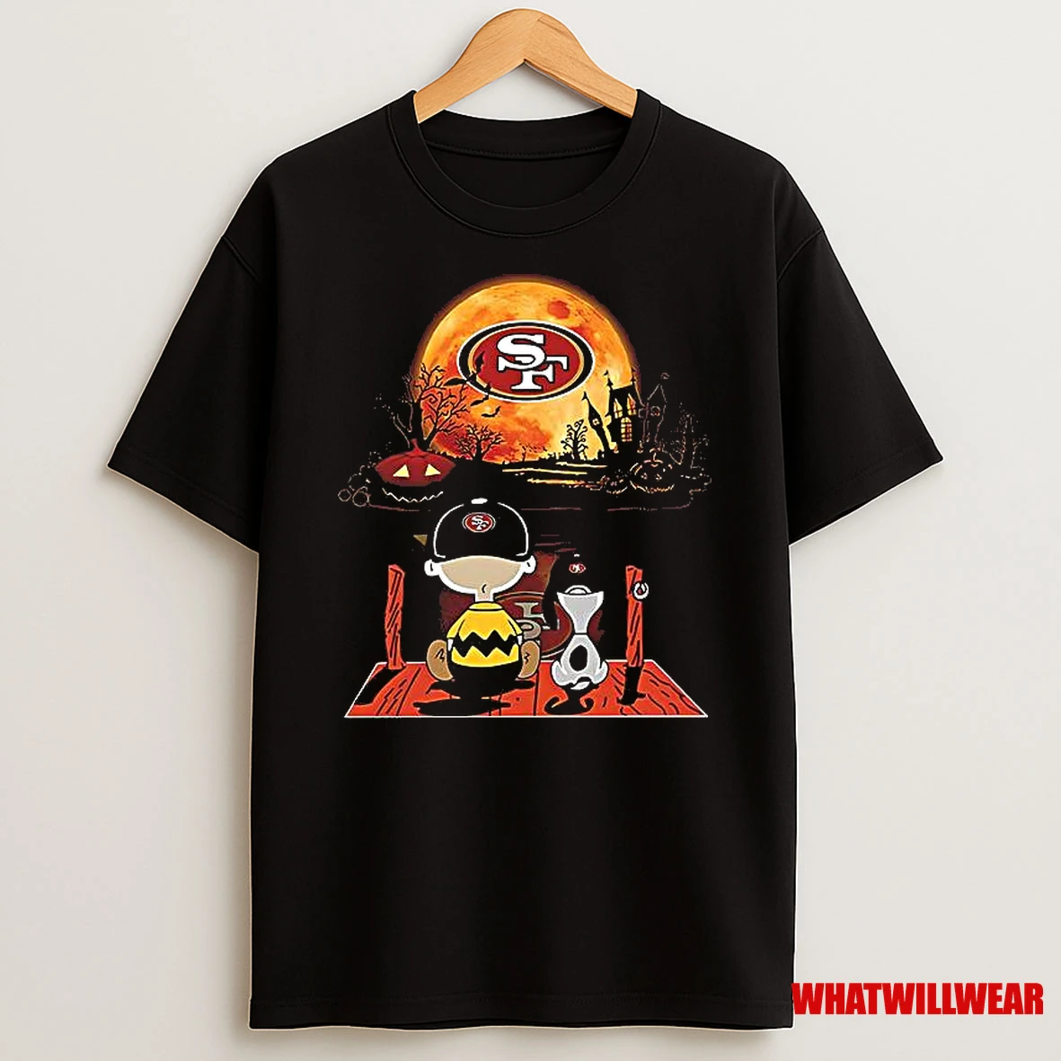 Charlie Brown And Snoopy Watching San Francisco 49ers Halloween Shirts
