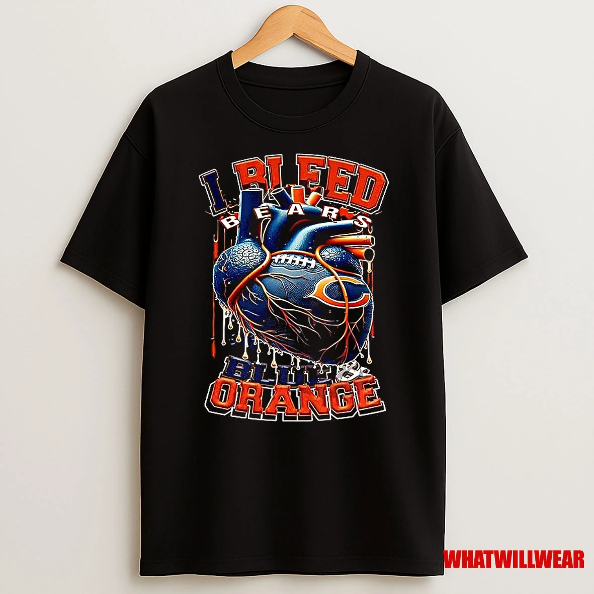 Chicago Bears Nfl I Bleed Bears Blue And Orange Heart Football Lovers Shirts