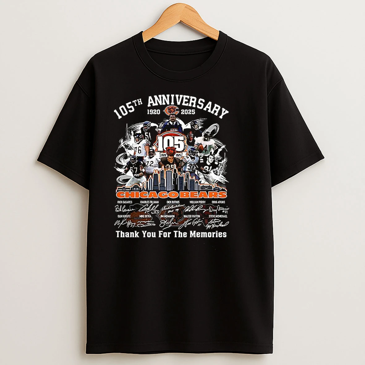 Chicago Bears Football Thank You For The Memories 105 Anniversary Player Signature T Shirts