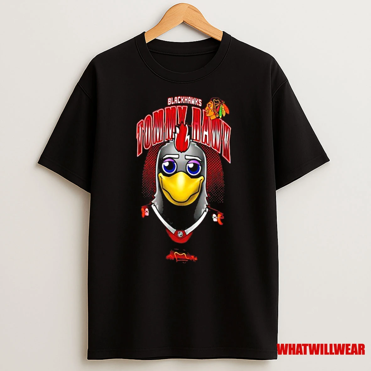 Chicago Blackhawks Hockey Tommy Hawk Mascot Highlight Shirts