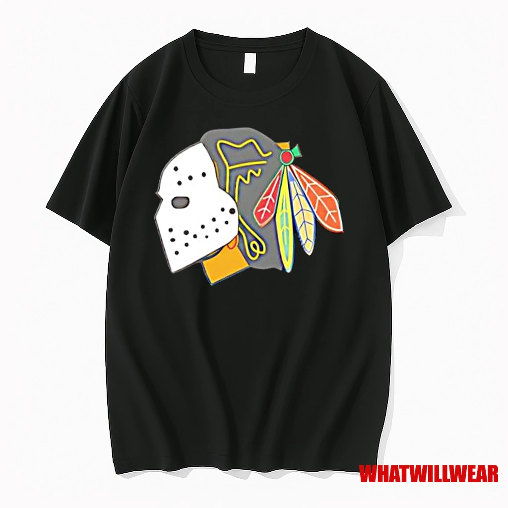 Chicago Blackhawks X Native American X Jason Voorhees Logo Shirts