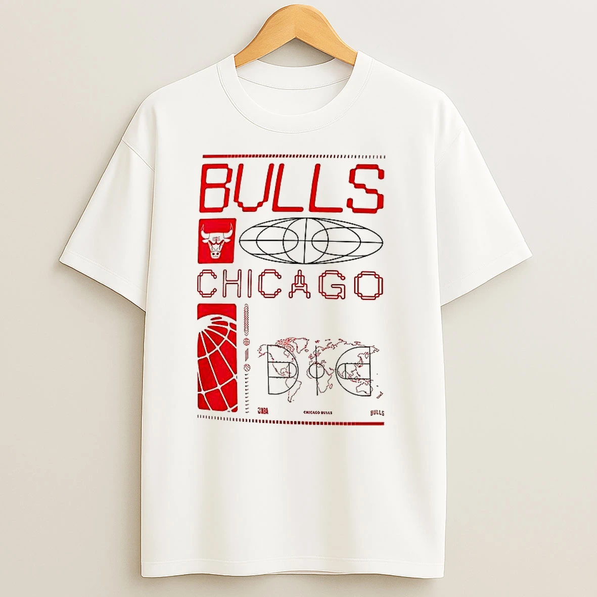 Chicago Bulls Basketball Courtside Map And Arena T Shirts