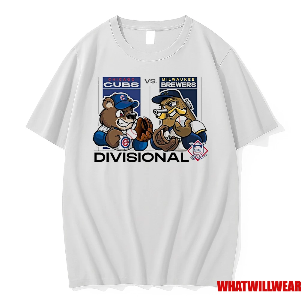 Chicago Cubs Vs Milwaukee Brewers 2025 Mlb National League Divisional Round Mascots Shirts