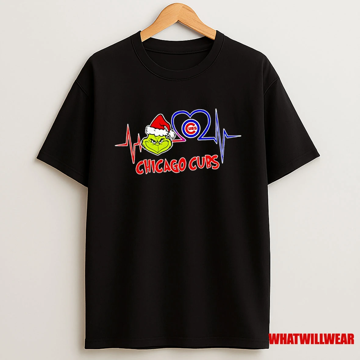 Chicago Cubs X Grinch Santa Heartbeat Love Logo Merry Christmas Shirts