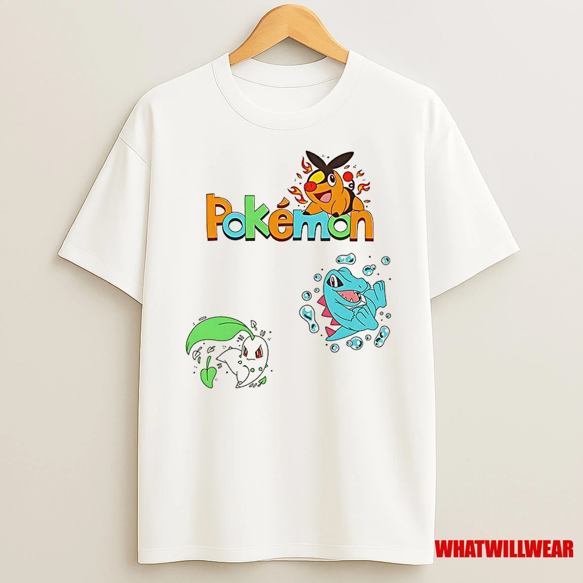 Chicorita Tepig Totodile Pokemon Anime Character Shirts