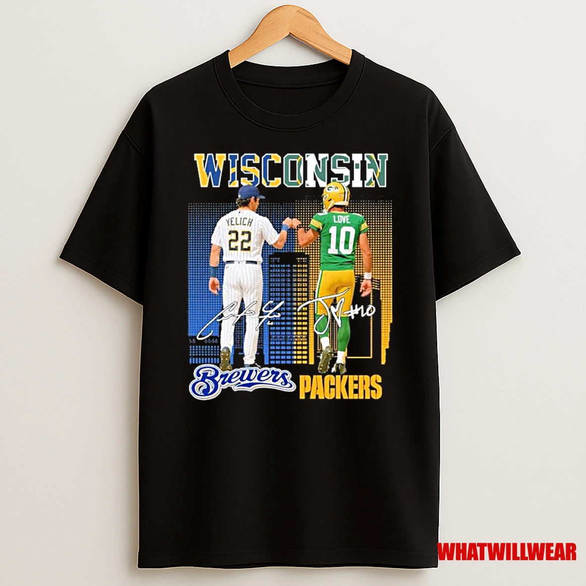 Christian Yelich Brewers And Jordan Love Packers Shirts
