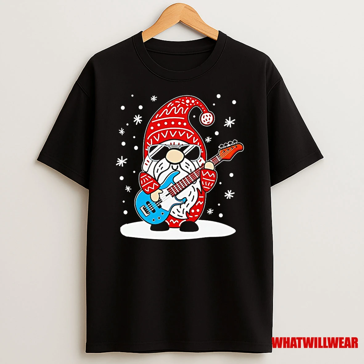 Christmas Gnome Santa Playing Guitar Shirts
