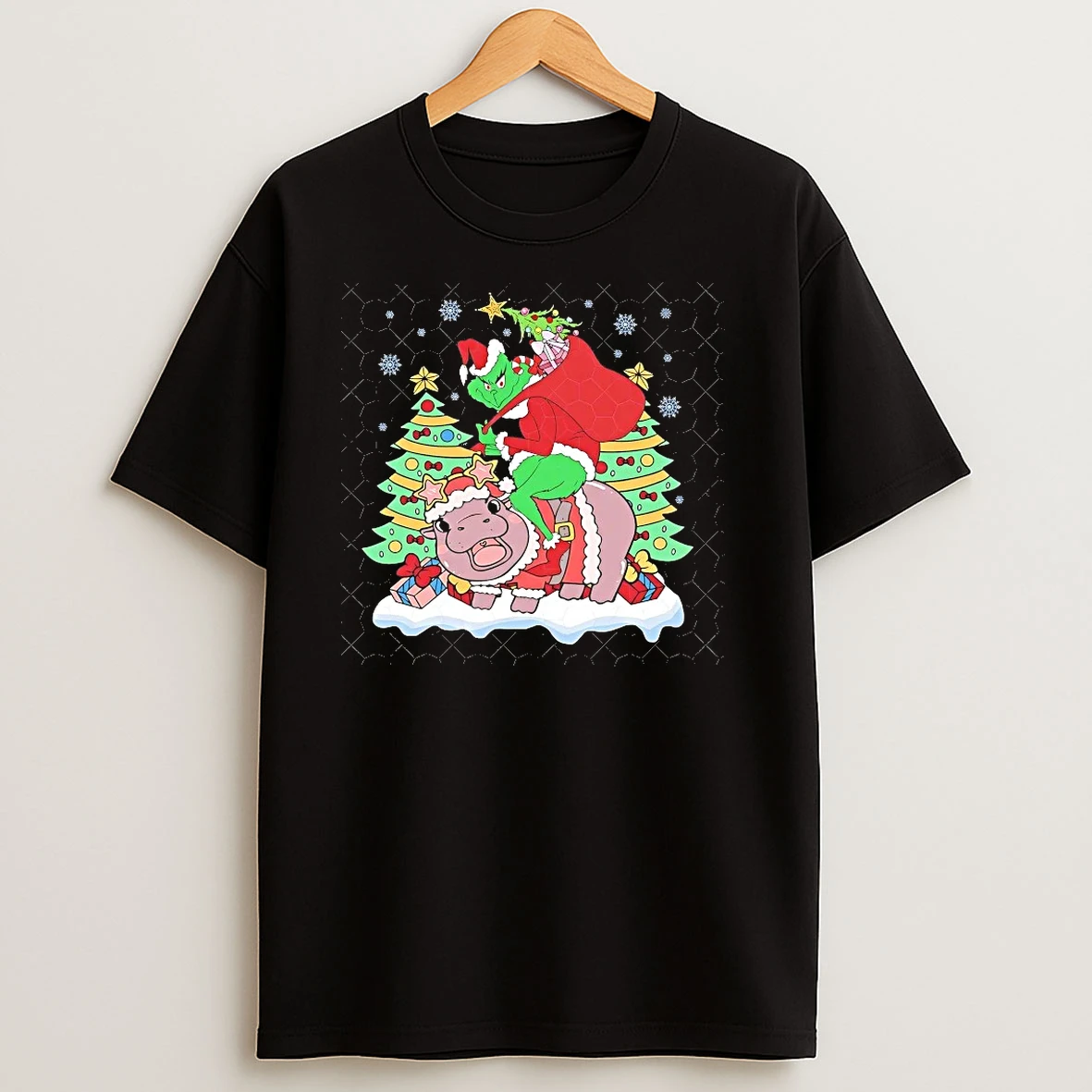 Christmas Grinch Riding Moo Deng T Shirts