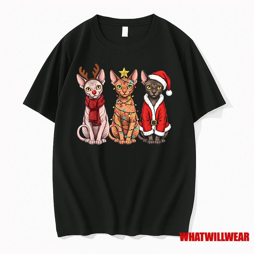 Christmas Sphynx Cat Santa Reindeer Shirts