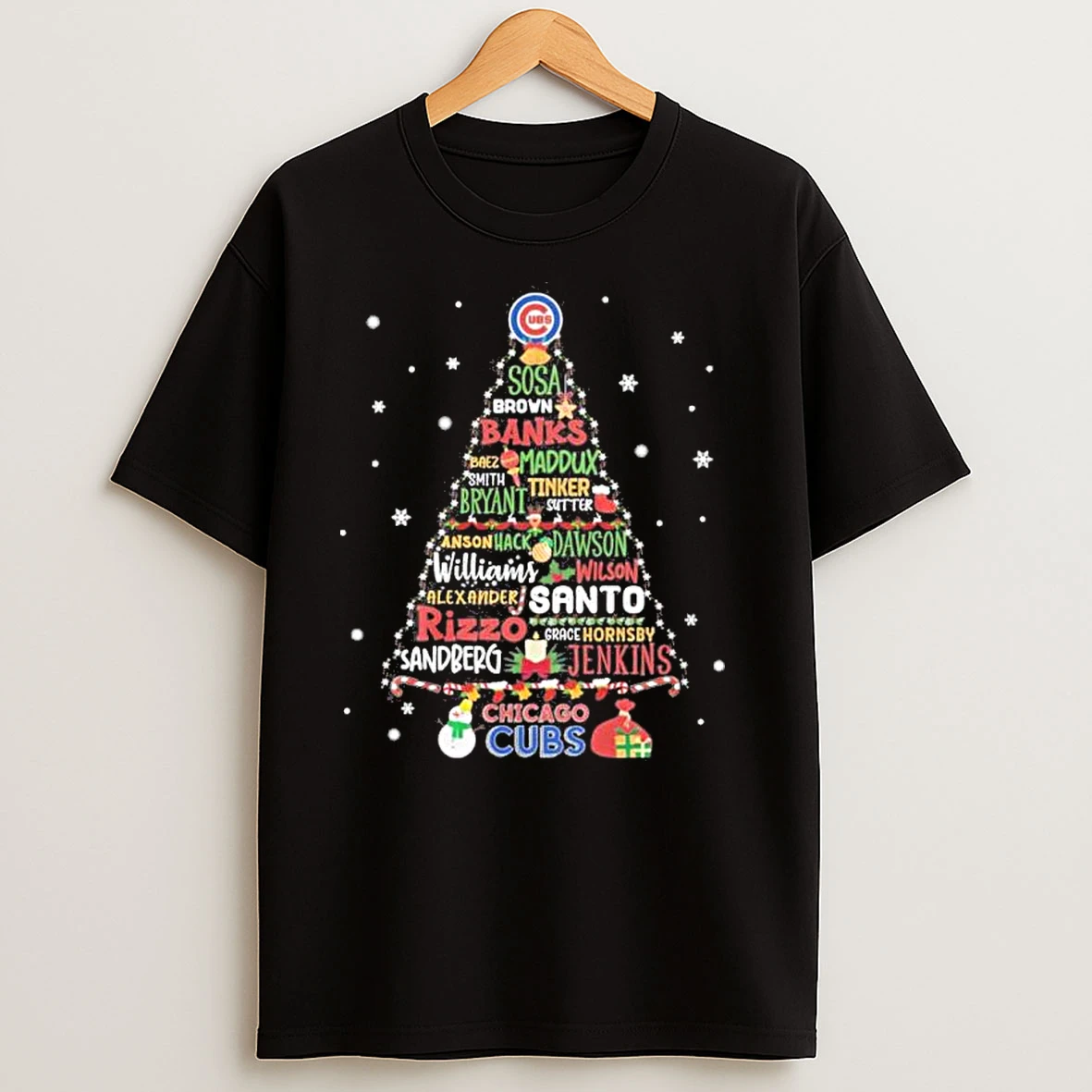 Christmas Tree Chicago Cubs T Shirts