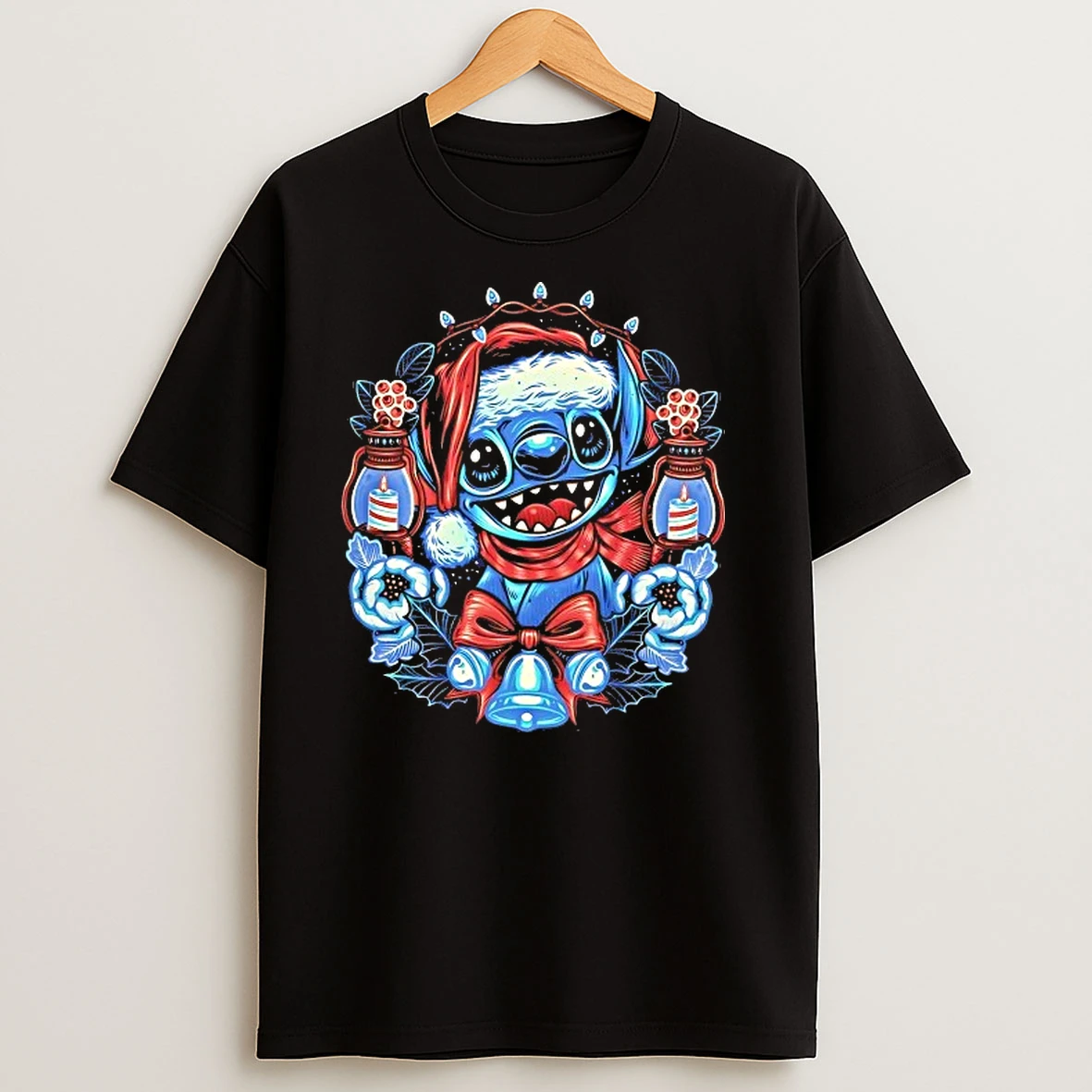 Christmas Alien Blue Monster Stitch T Shirts