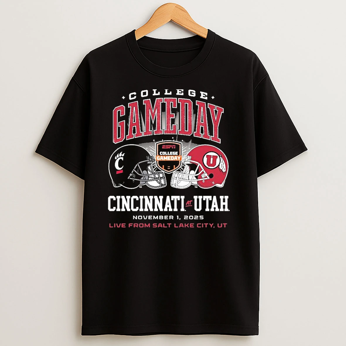 Cincinnati Bearcats Vs Utah Utes 2025 College Gameday Helmet T Shirts