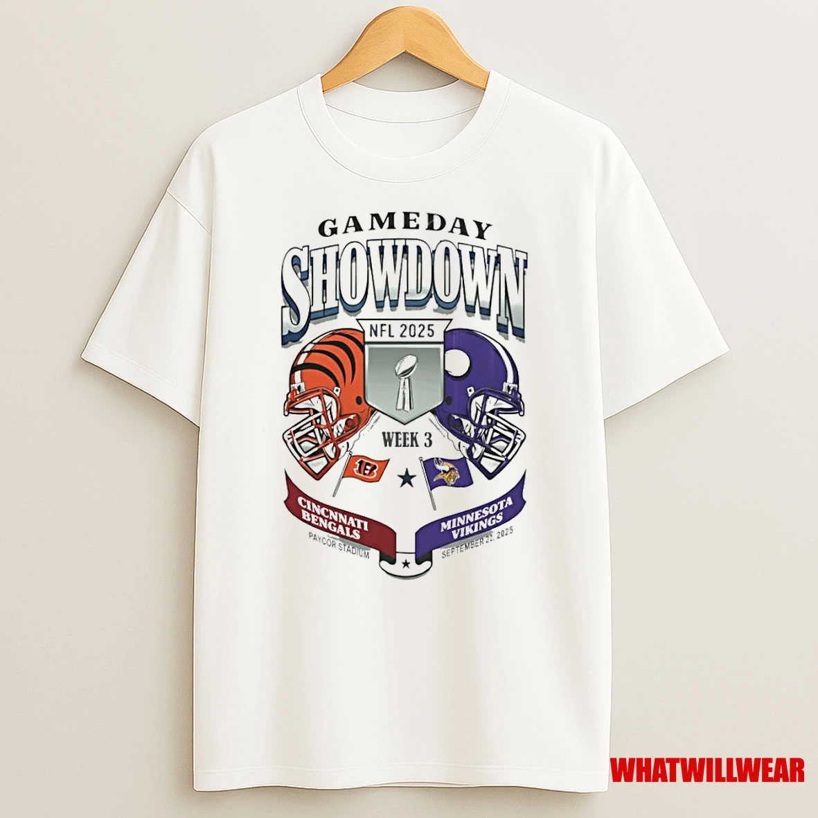 Cincinnati Bengals Vs Minnesota Vikings 2025 Nfl Gameday Showdown Week Matchup 3 Shirts