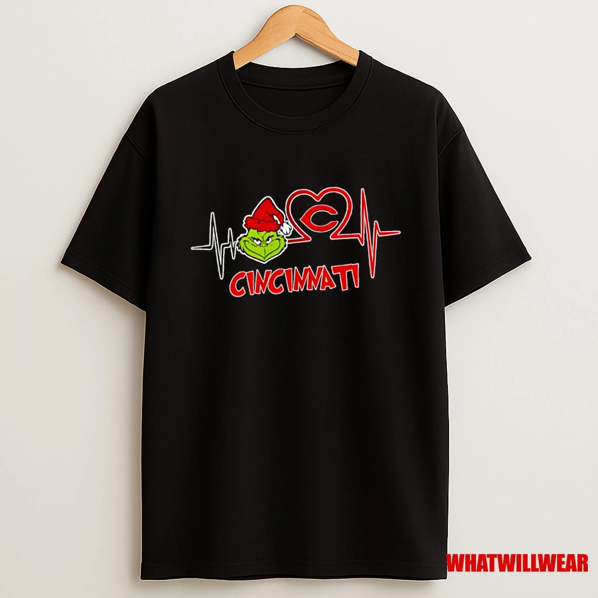 Cincinnati Reds X Grinch Santa Heartbeat Love Logo Merry Christmas Shirts