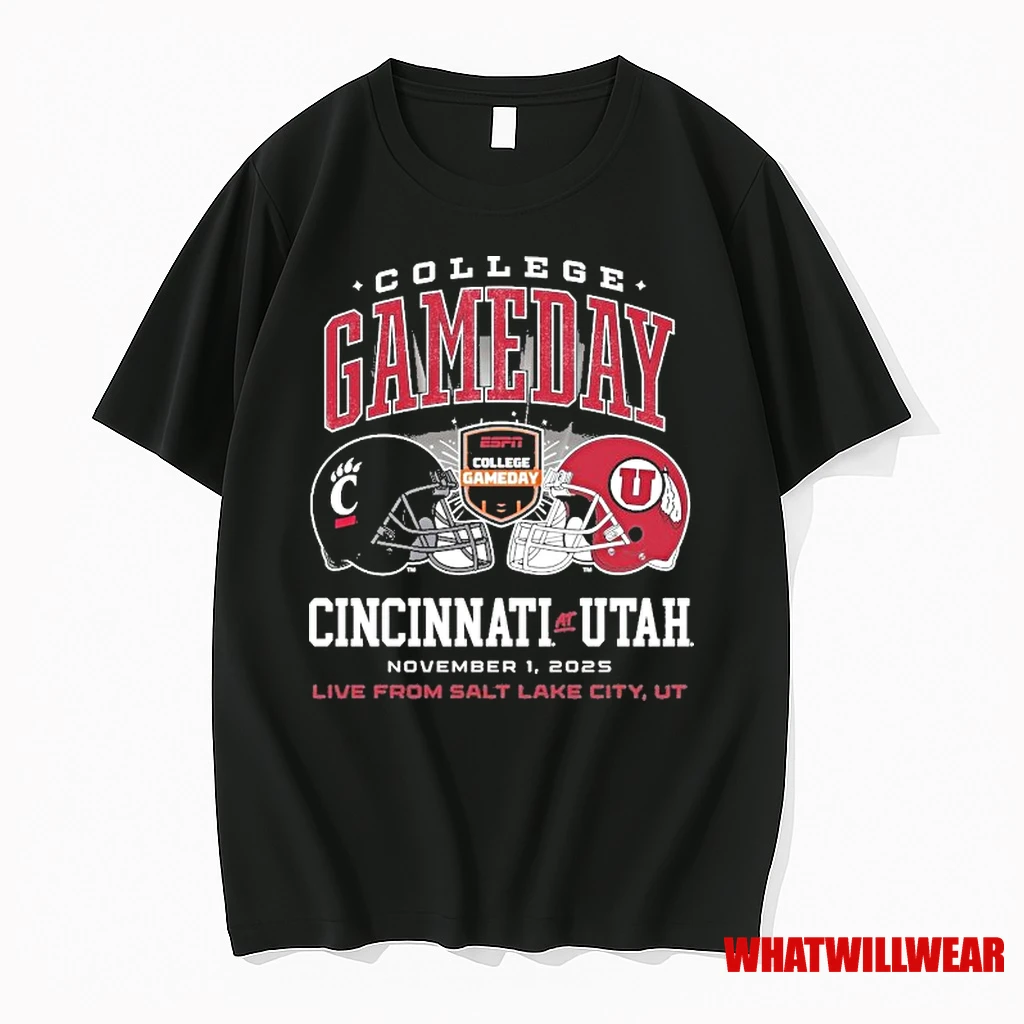 Cincinnati Vs Utah 2025 College Gameday Live From Salt Lake City Ut Matchup Shirts