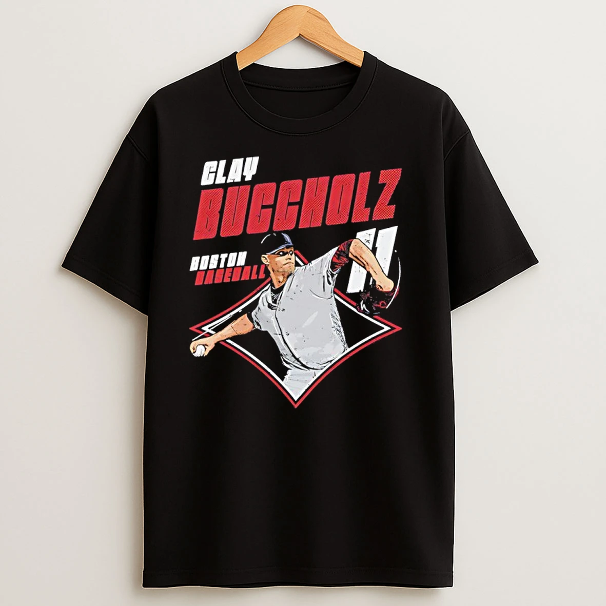Clay Buchholz 11 Boston Red Sox Swing Diamond T Shirts