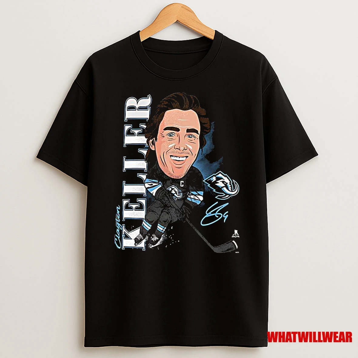 Clayton Keller Utah Mammoth Hockey Caricature Player Signature Shirts