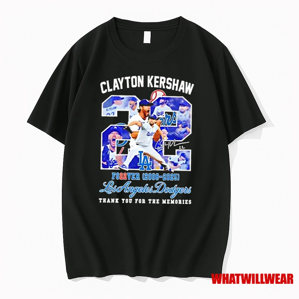 Clayton Kershaw Los Angeles Dodgers Forever 22 2008 2025 Thank You For The Memories Signature Shirts