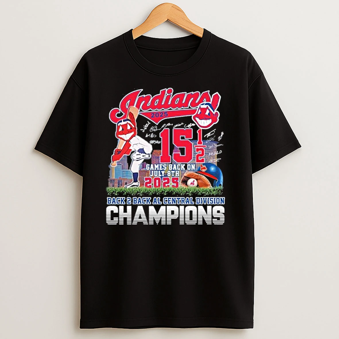 Cleveland Guardians 15 Games Back In July 8th 2025 Al Central Champions T Shirts