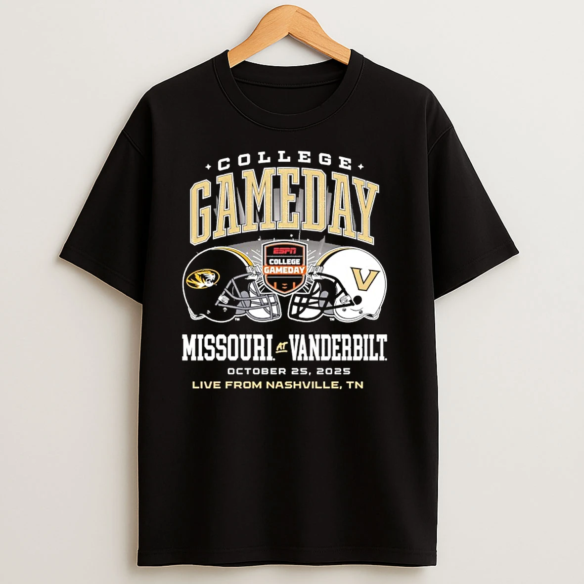 College Gameday 2025 Missouri Tigers Vs Vanderbilt Commodores Dueling Helmet T Shirts