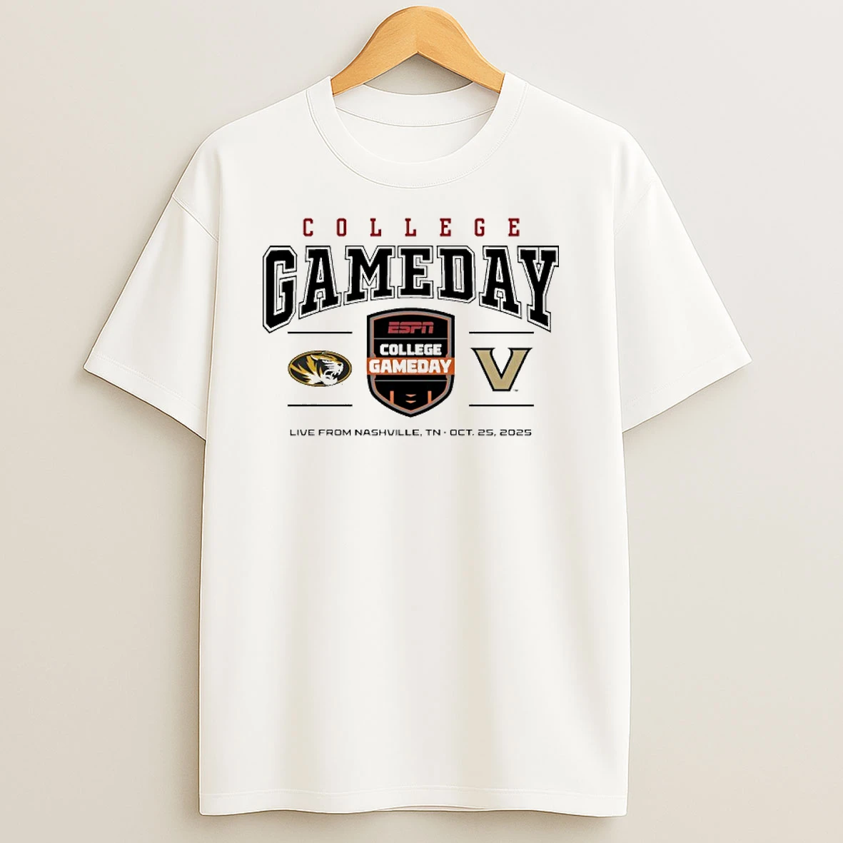College Gameday 2025 Missouri Vs Vanderbilt Logo T Shirts
