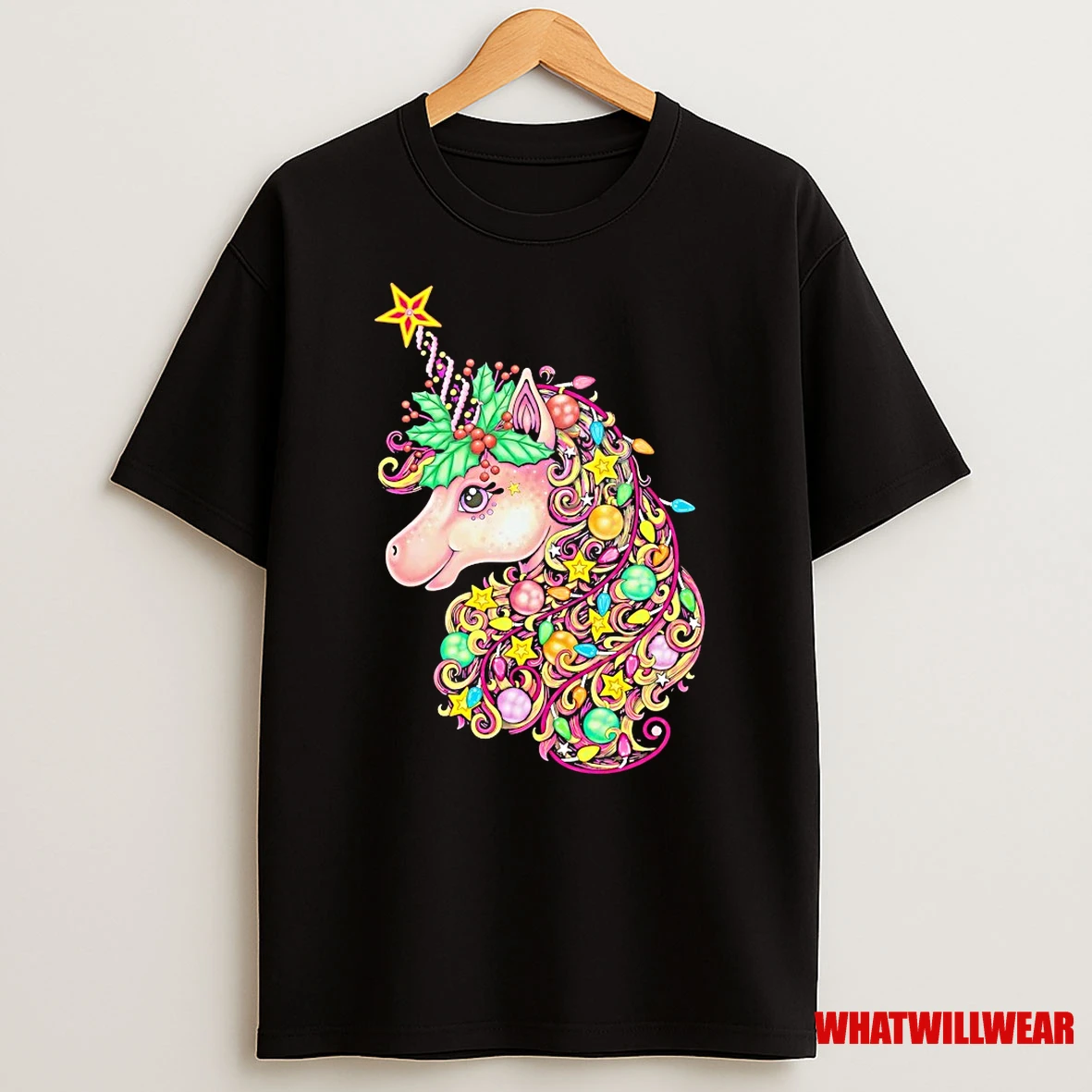 Colorful Lights Unicorn Christmas Magic Hair Shirts