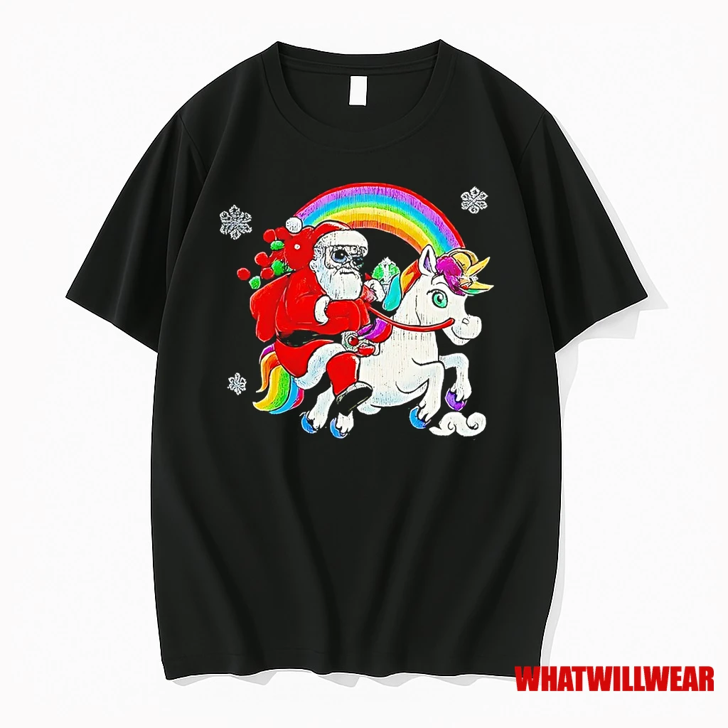 Cool Santa On Rainbow Unicorn Christmas Shirts