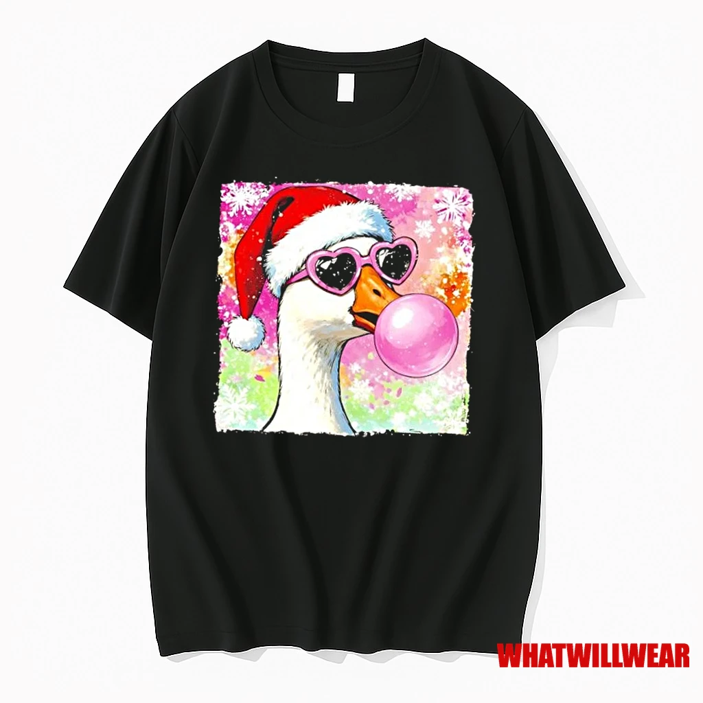 Cool Silly Goose Santa Christmas Bubble Gum Shirts