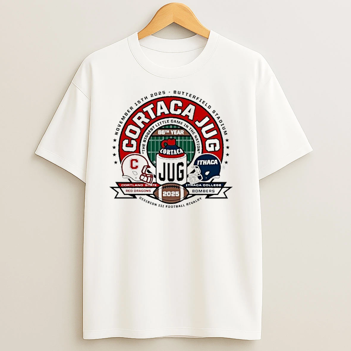 Cortland State Vs Ithaca 2025 Cortaca Jug Diii Football Rivalry T Shirts