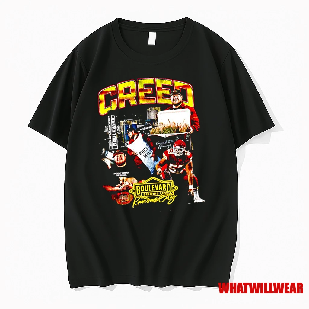 Creed X Boulevard Brewing Co X Kansas City Chiefs Football Signature Shirts