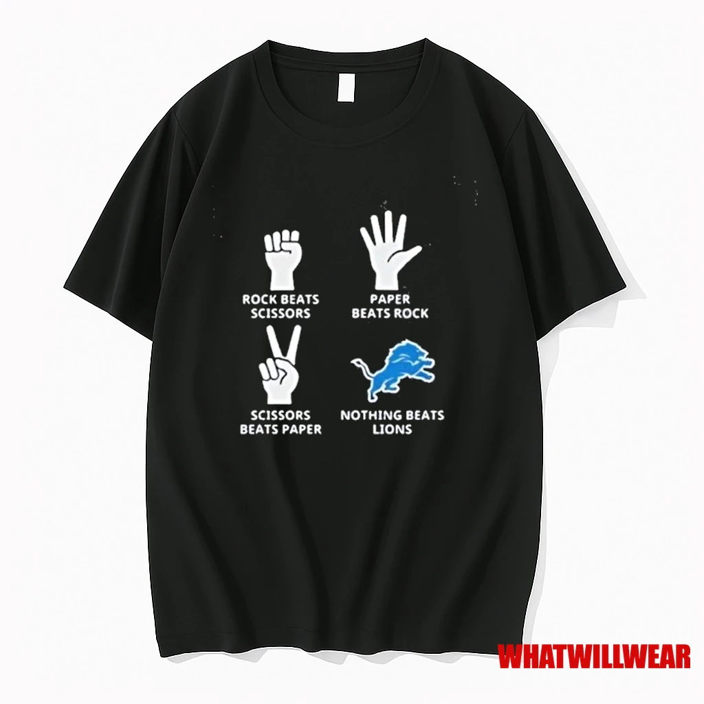 Custom Team Paper Beats Rock Nothing Beats Detroit Lions Logo Shirts