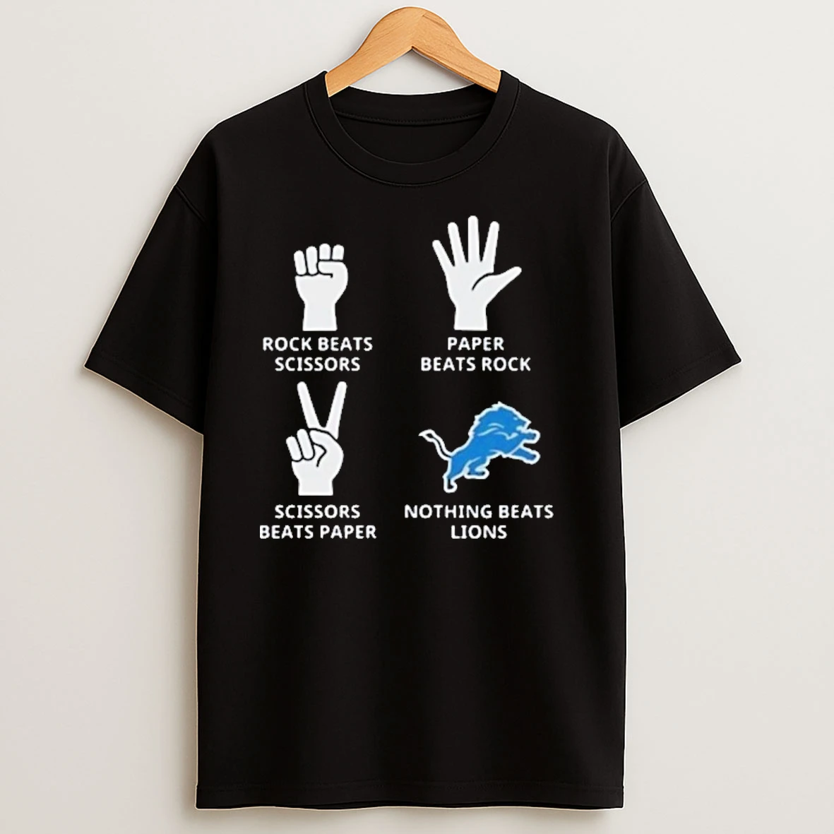 Custom Team Paper Beats Rock Nothing Beats Detroit Lions Logo T Shirts