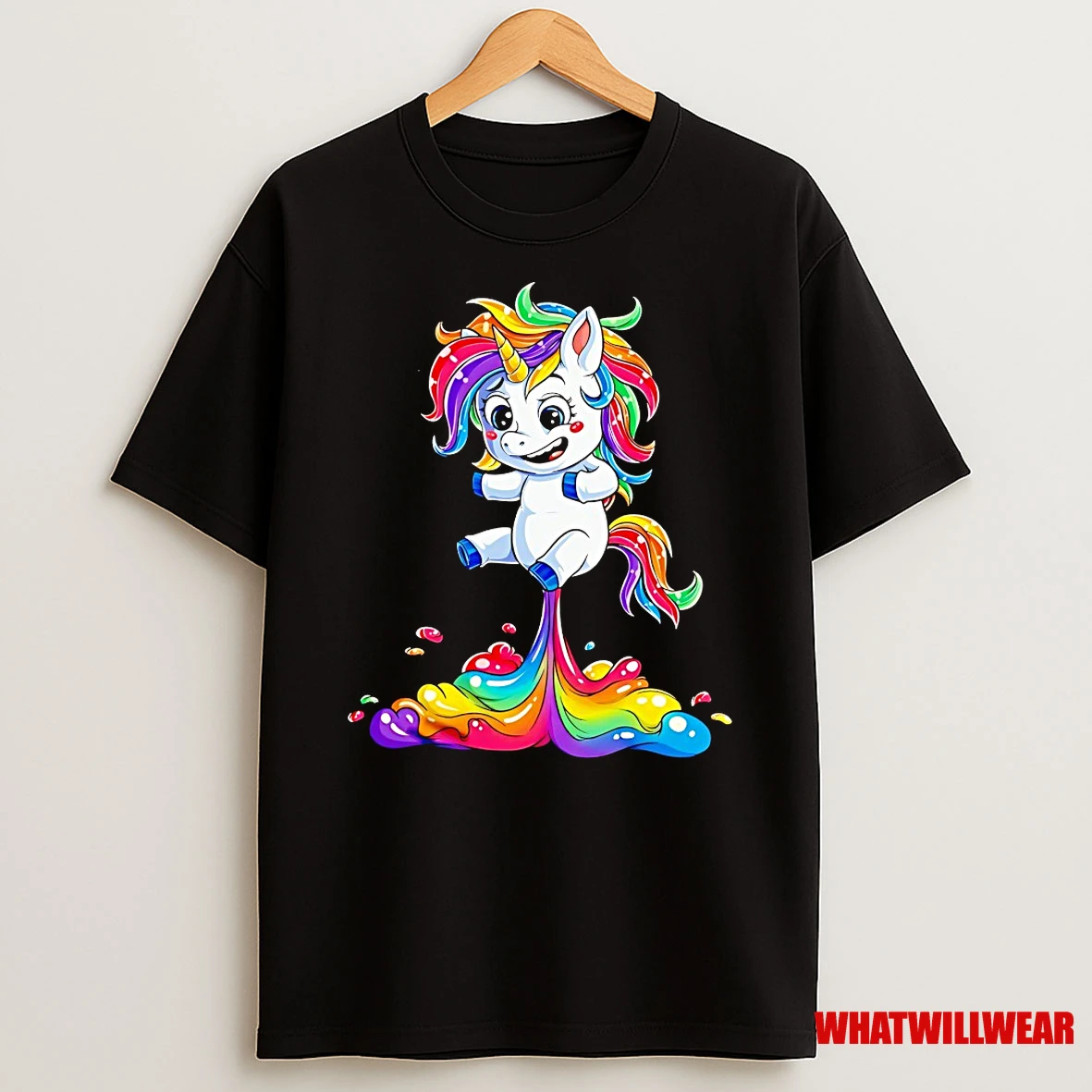 Cute Rainbow Unicorn Splashing Paint Colorful Shirts