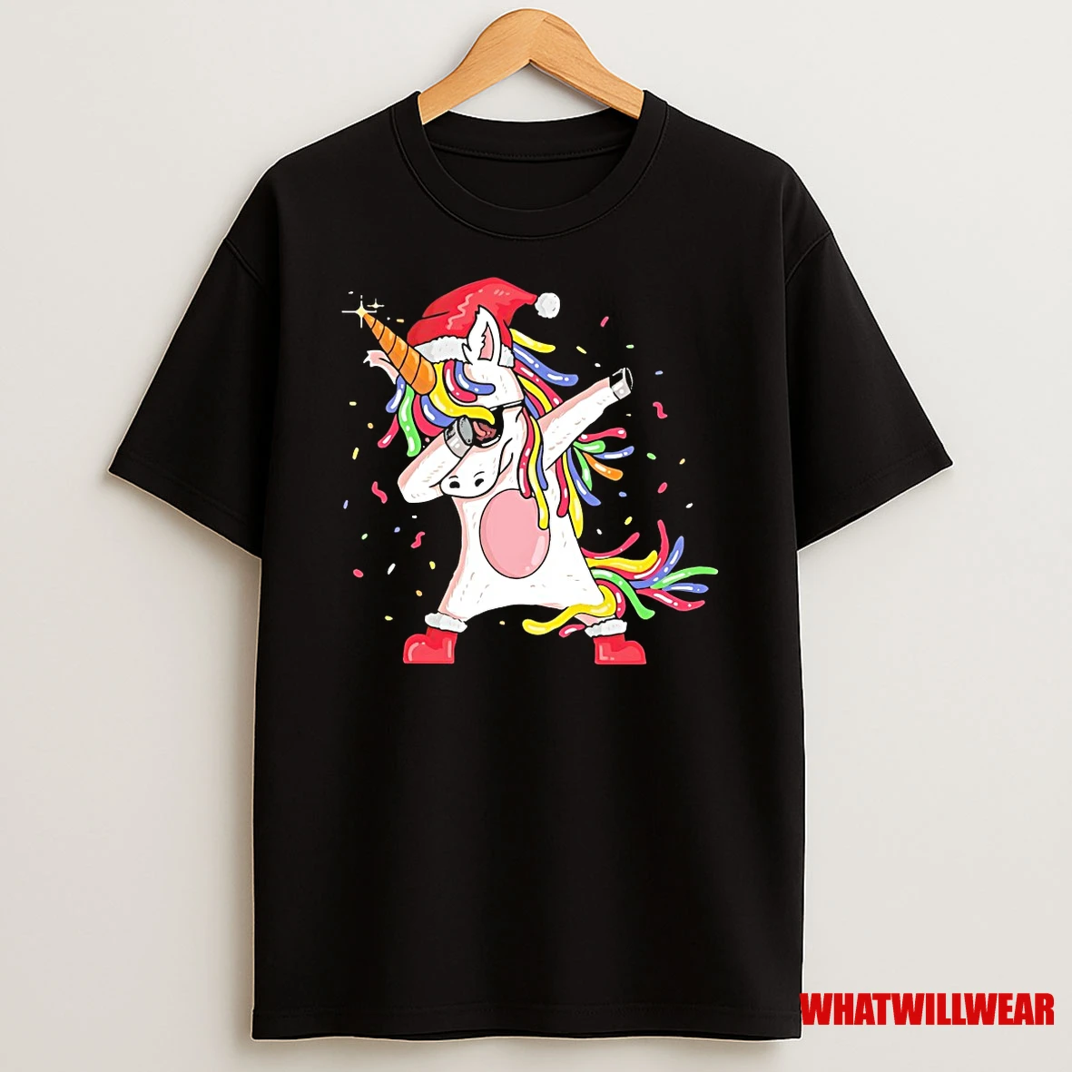 Dabbing Rainbow Unicorn Christmas Party Shirts
