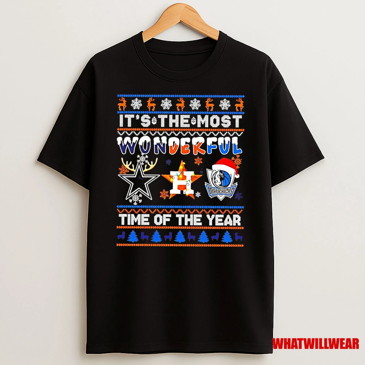 Dallas Cowboys Houston Astros Dallas Mavericks Its The Most Wonderful Time Of The Year Christmas Shirts
