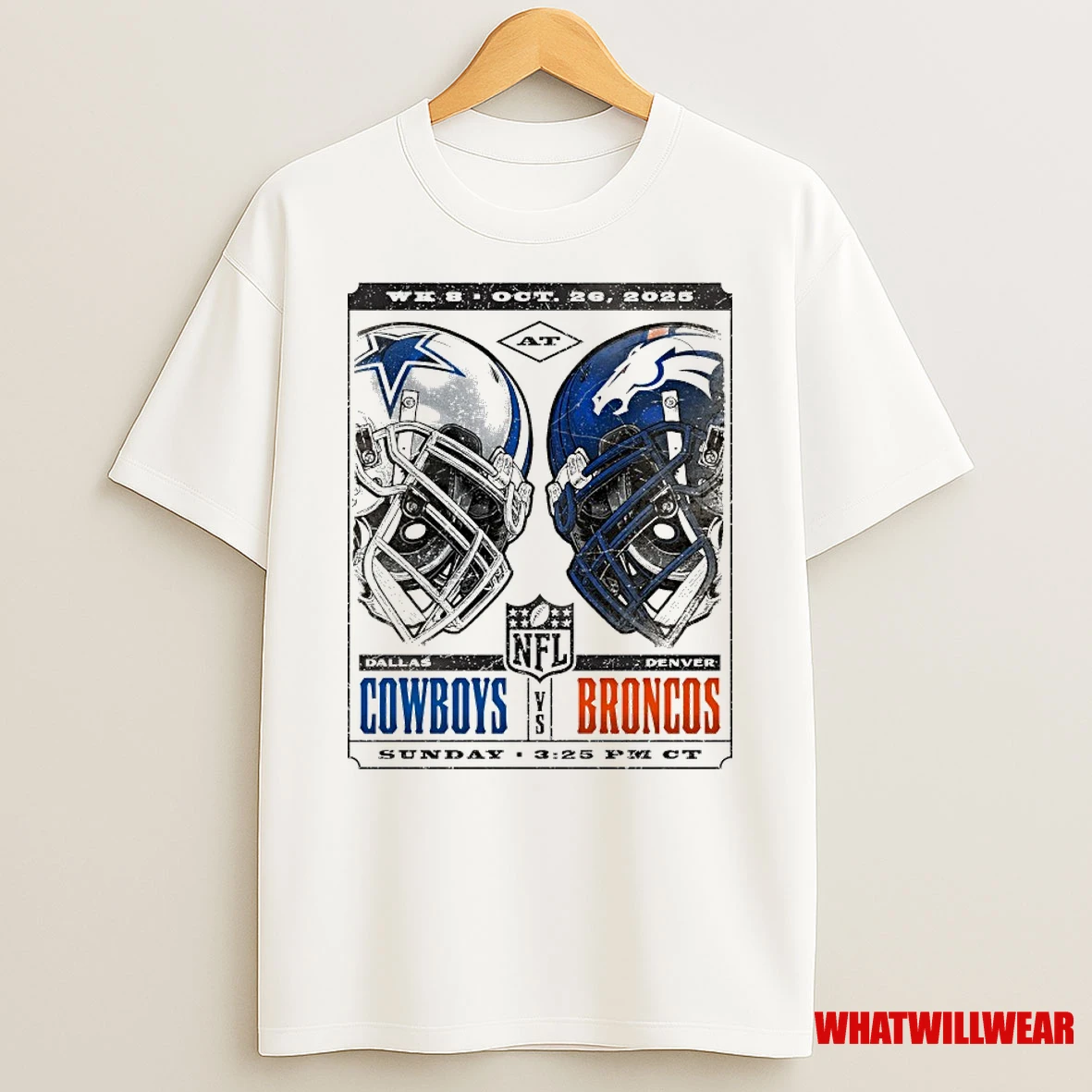 Dallas Cowboys Vs Denver Broncos Nfl Denver Co On October 26 2025 Matchup Shirts