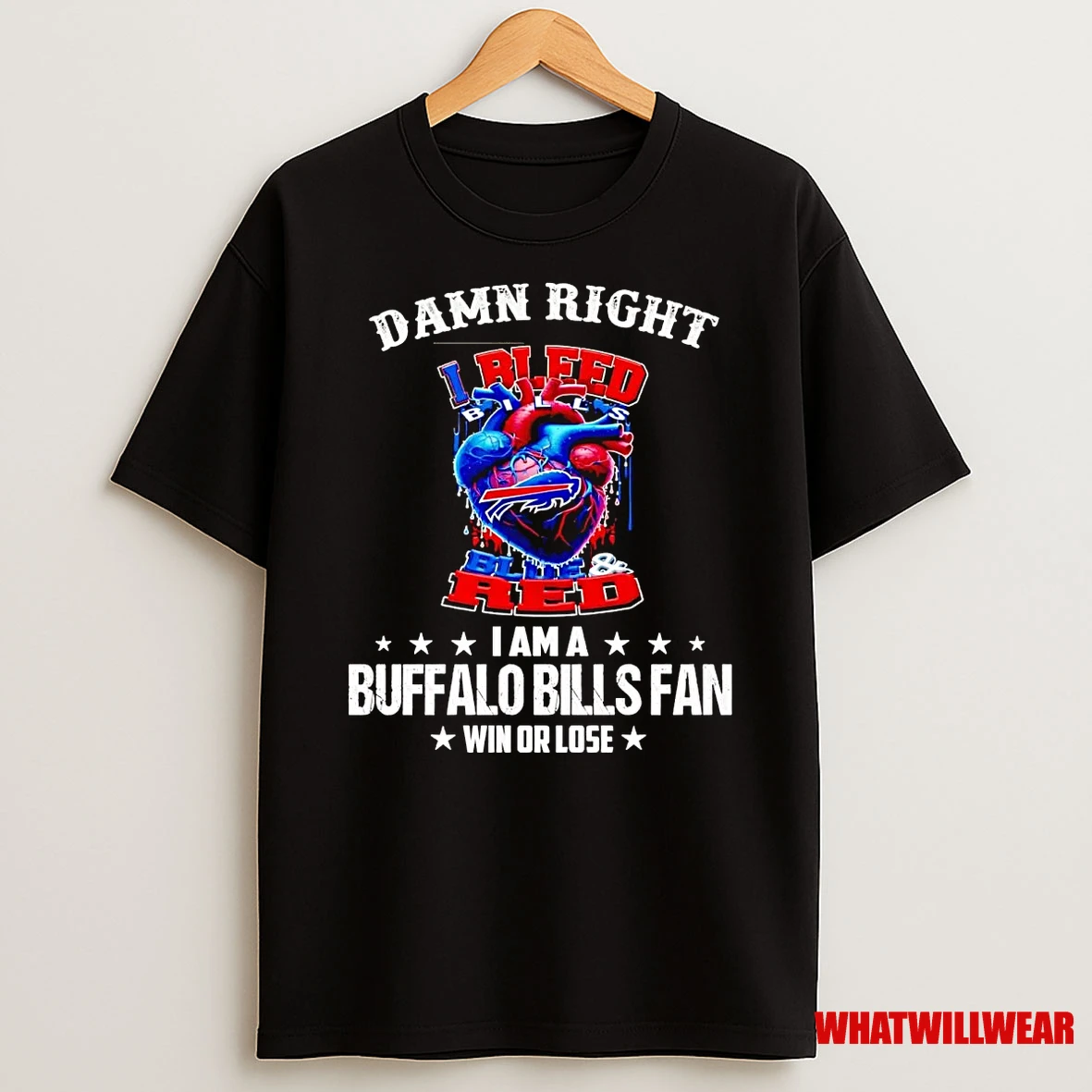 Damn Right I Am A Buffalo Bills Fan I Bleed Blue And Red Shirts