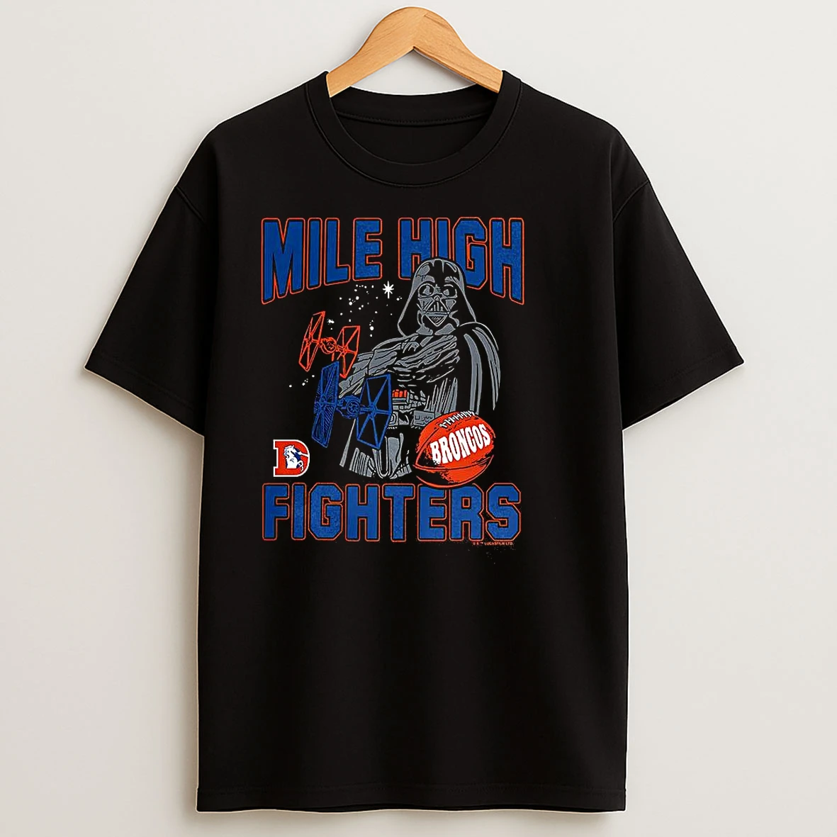 Darth Vader Star Wars X Denver Broncos Nfl Mile High Fighters T Shirts