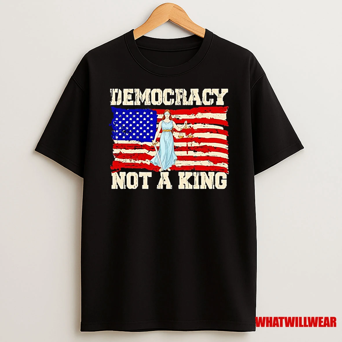 Democracy Not A King Anti Trump Us Flag Shirts