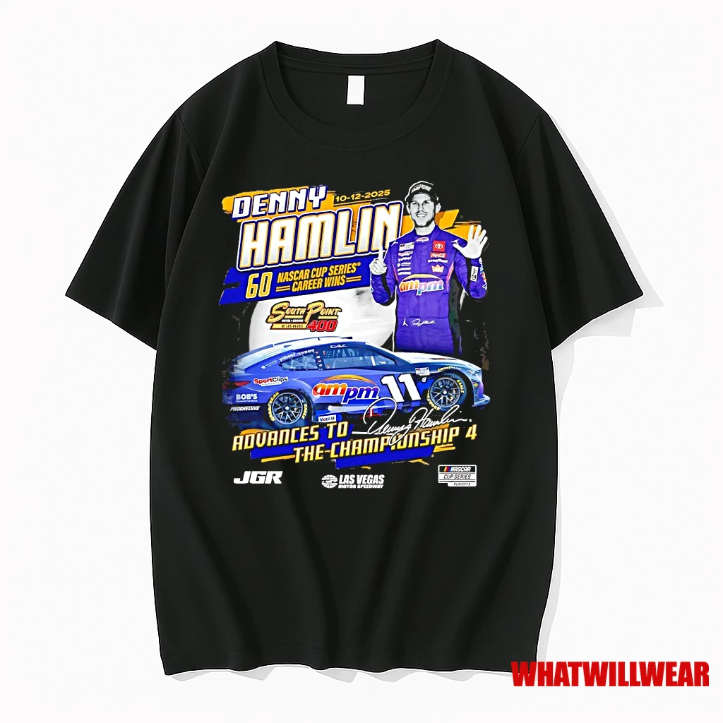 Denny Hamlin 2025 South Point 400 Race Winner Advances To The Championship 4 Shirts