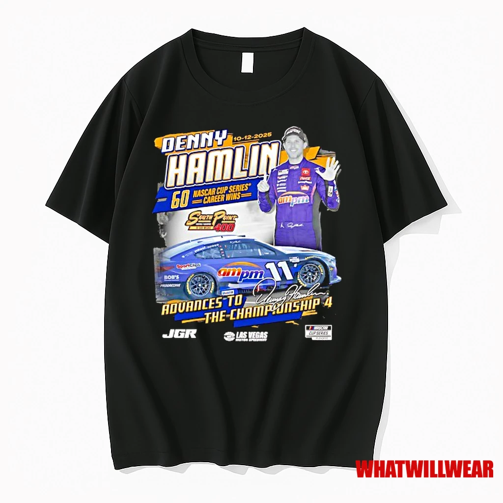 Denny Hamlin Nascar Cup Series Career Wins Advances To The Championship 4 2025 Shirts