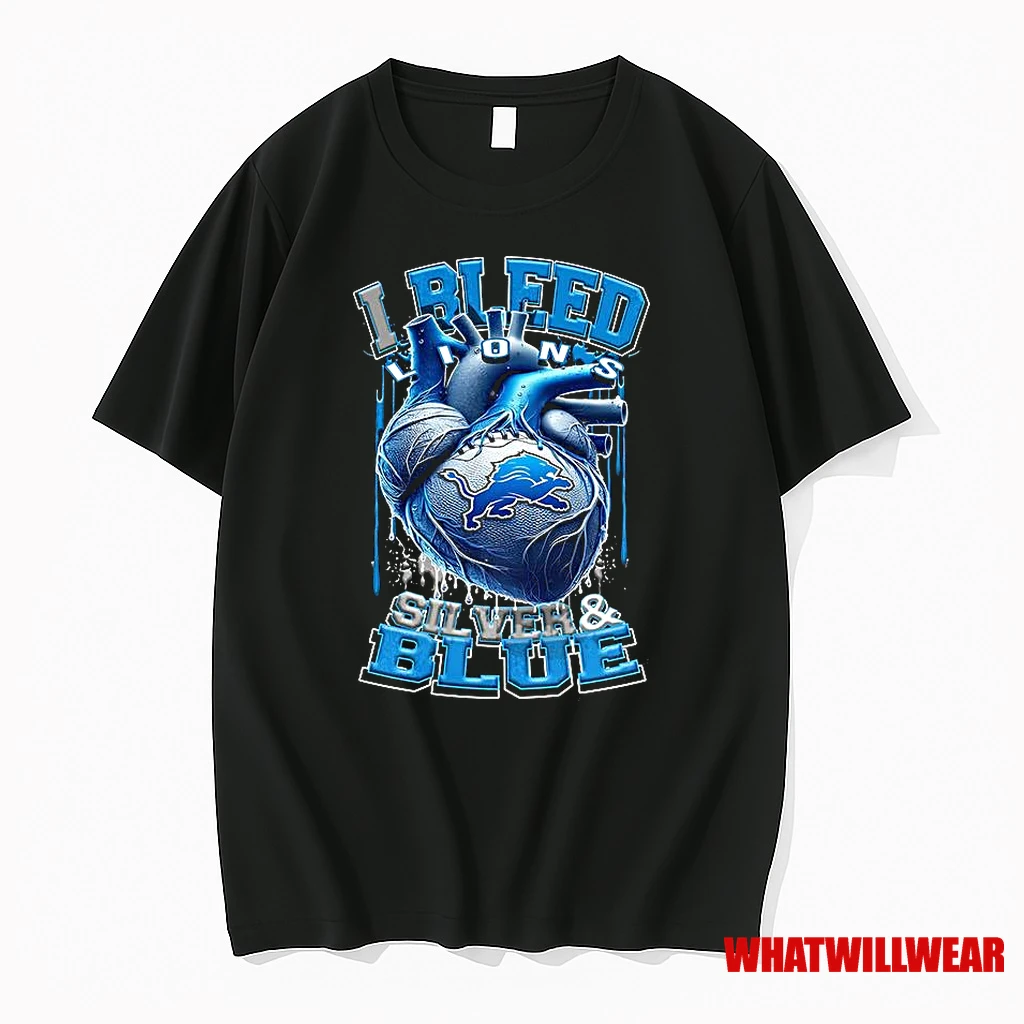 Detroit Lions Nfl I Bleed Lions Silver And Blue Heart Football Lovers Shirts