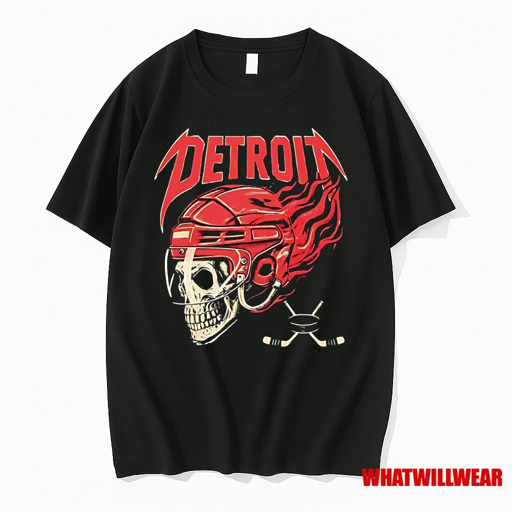 Detroit Red Wings Skull Helmet Shirts
