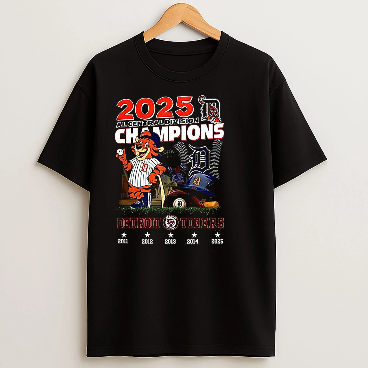 Detroit Tigers Al Central Division 2025 Champions Mascot T Shirts