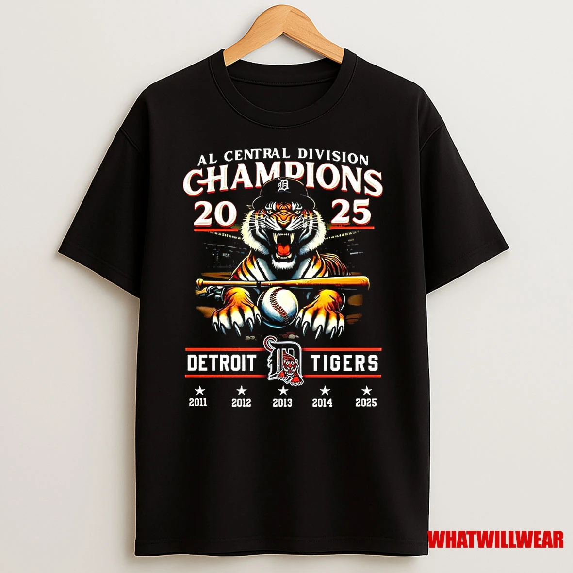 Detroit Tigers American League Central Division 2025 Champions Mascot Shirts