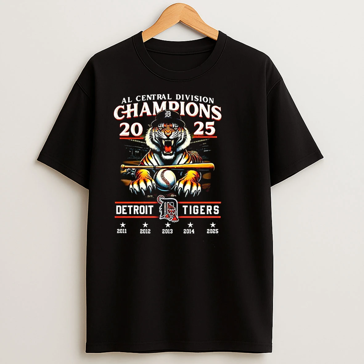 Detroit Tigers American League Central Division 2025 Champions Mascot T Shirts