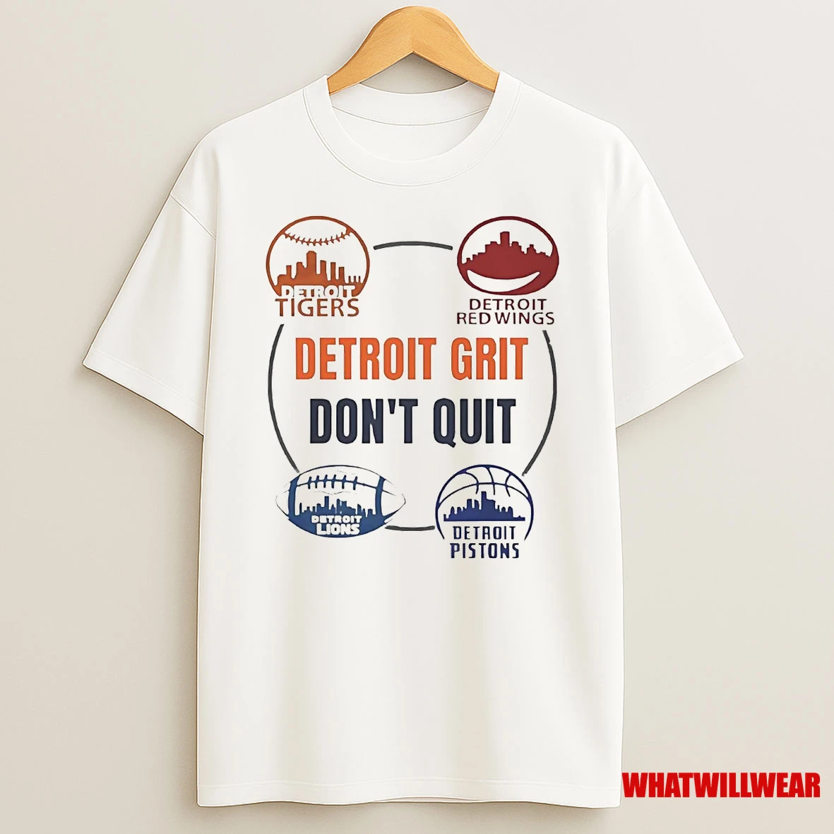 Detroit Sports Teams Grit Dont Quit Tigers Lions Pistons Red Wings Shirts