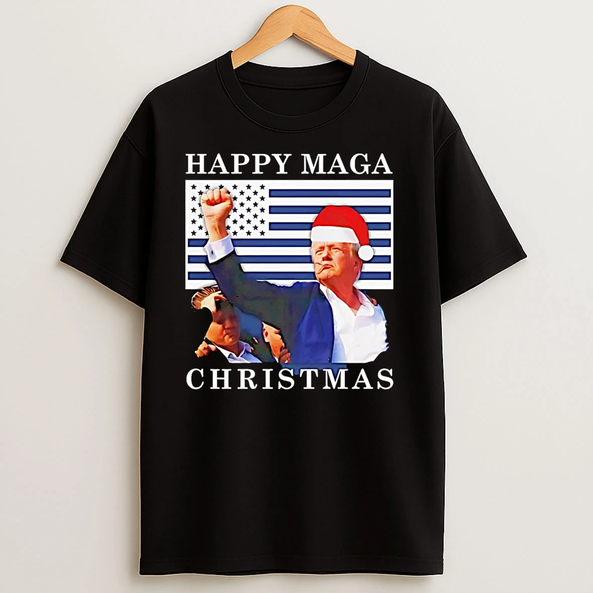 Donald Trump Strong Fist Happy Maga Christmas T Shirts
