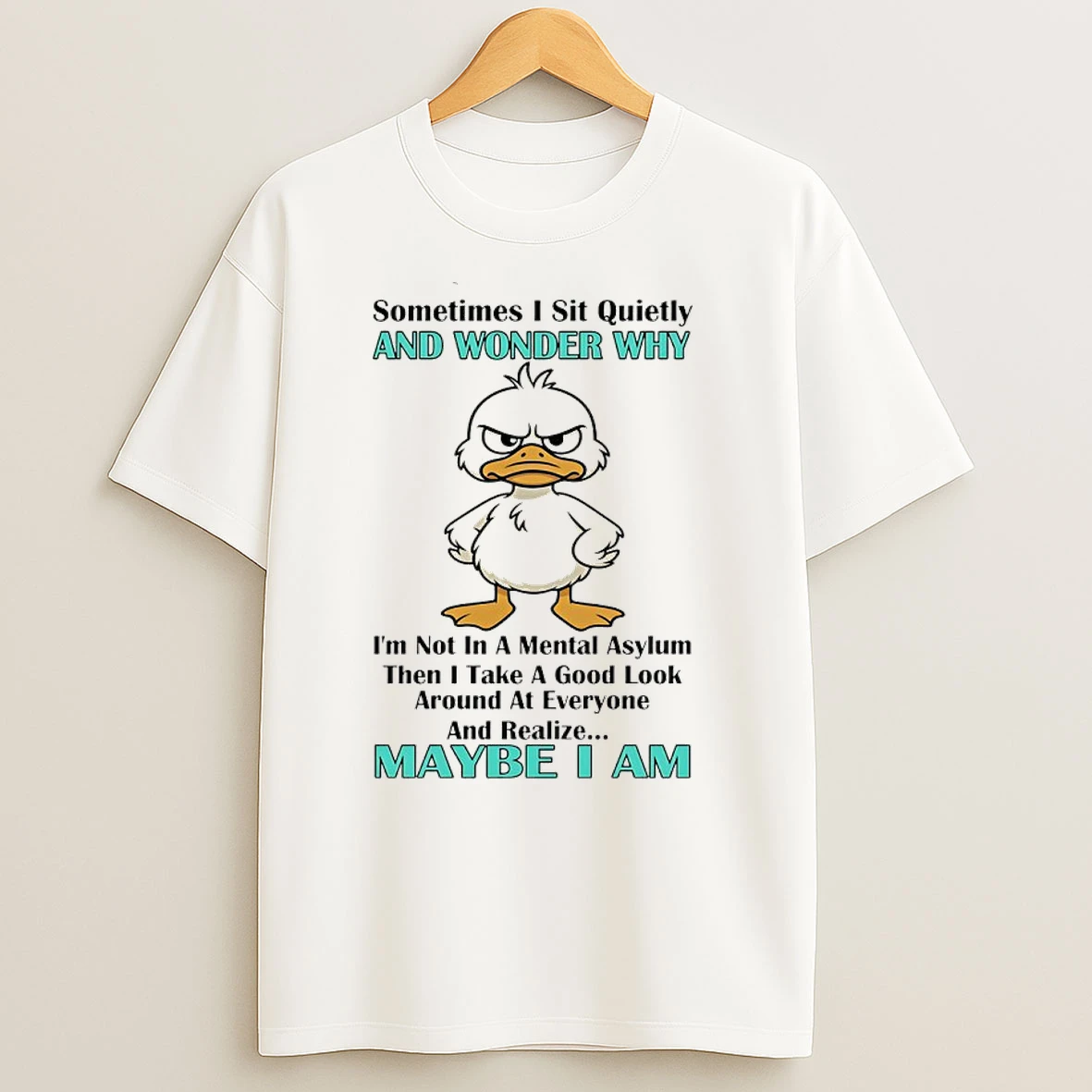 Duck Sometimes I Sit Quietly And Wonder Why Im Not In A Mental Asylum Then I Take A Good Look Around At Everyone And Realize Maybe I Am T Shirts